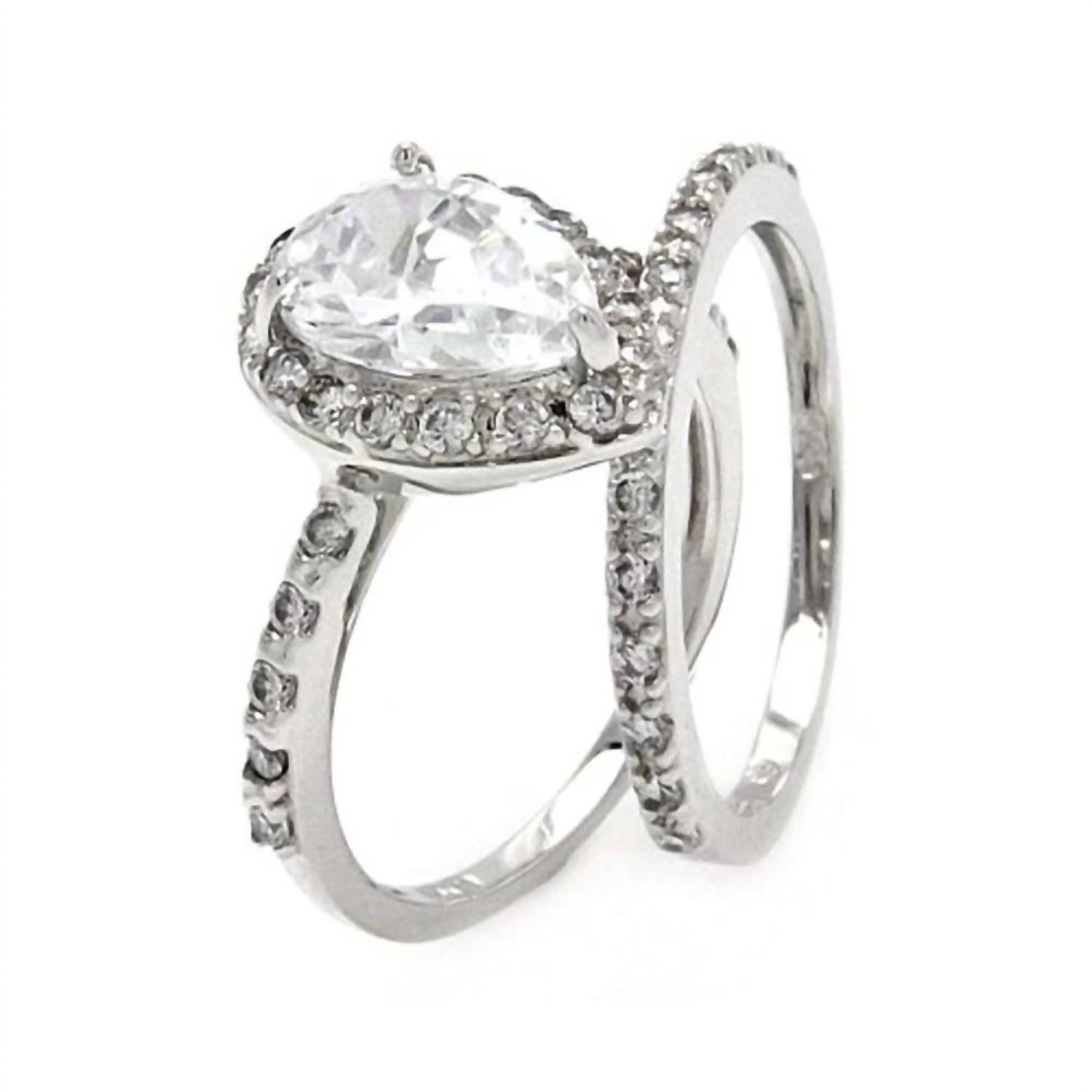 New Starlette Women's Juliet Teardrop Engagement Ring In Silver
